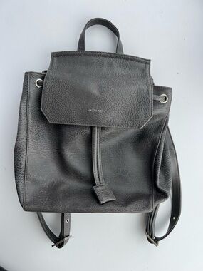 Matt & Nat Gray Vegan Leather Drawstring Backpack